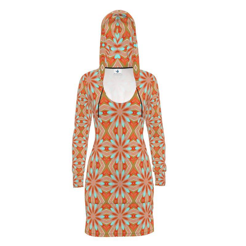 Orange Marmalade Flower Hoodie Dress